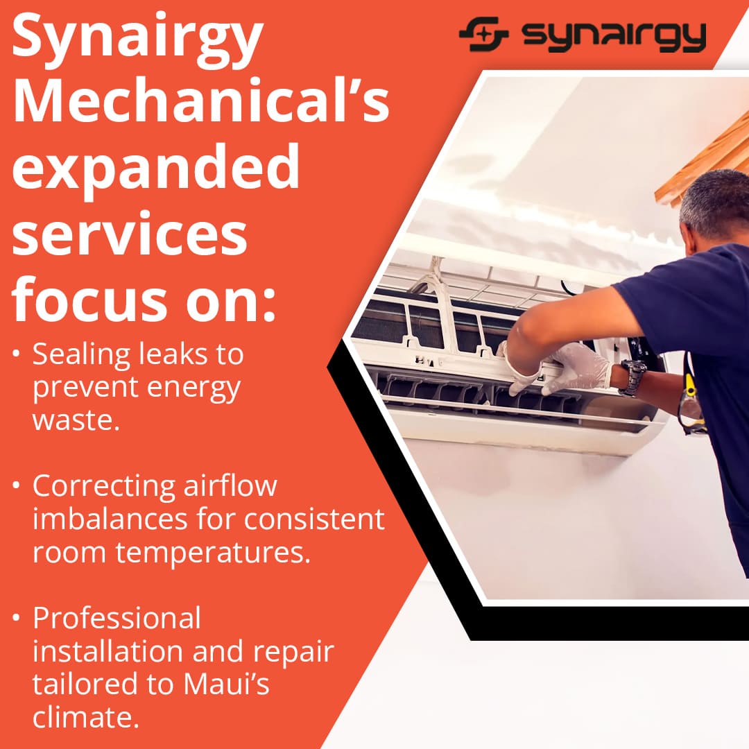 HVAC technician sealing duct leaks and improving airflow for energy efficiency in Maui homes